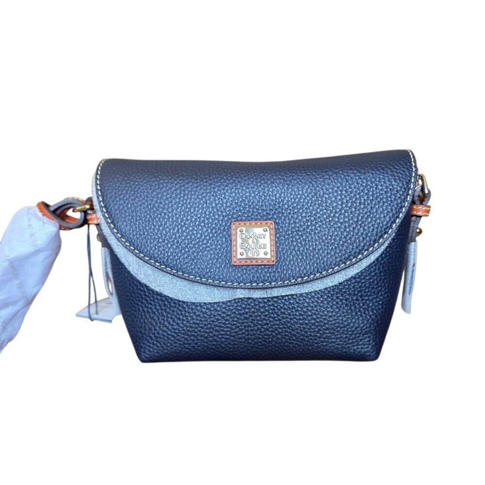 Dooney & Bourke Pebbled Leather Crossbody Saddle Bag Midnight Blue NWT - Picture 7 of 16